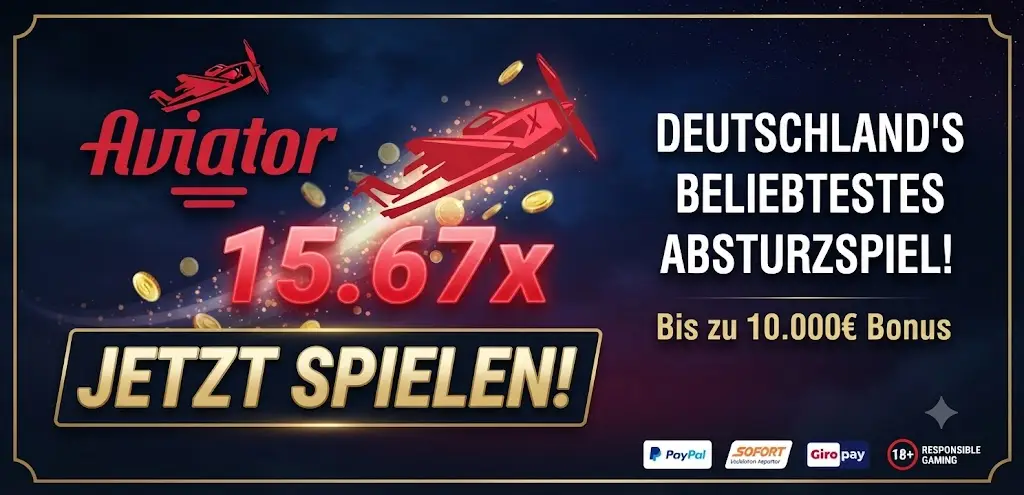 Aviator Crash Spiel Interface mit Multiplikator und rotem Flugzeug